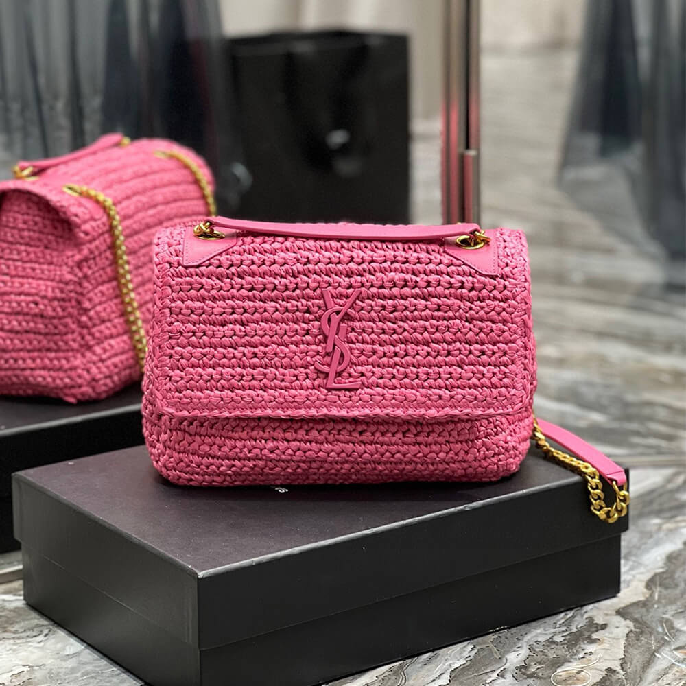 SAINT LAURENT NIKI CHAIN MEDIUM IN RAFFIA(HIGH-END GRADE)