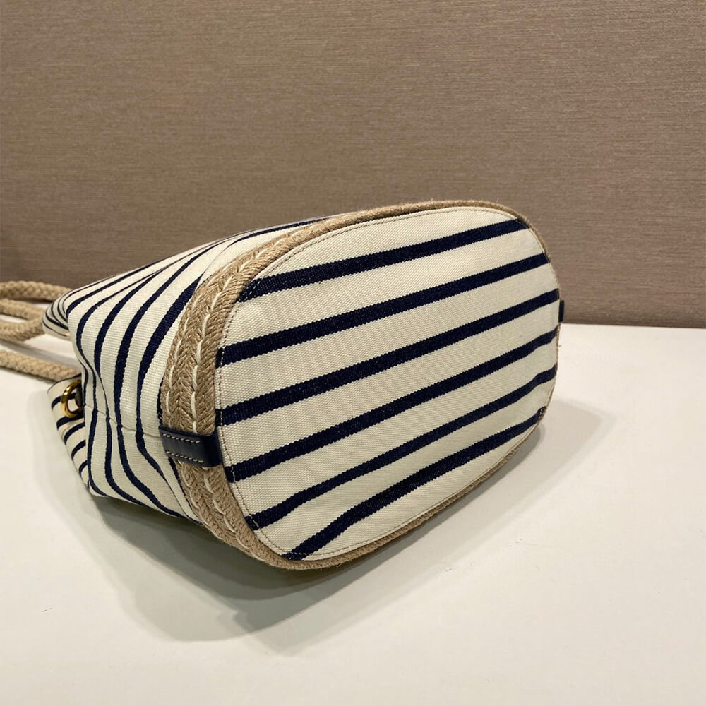 Prada Mariner small striped fabric bucket bag