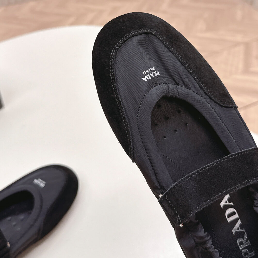 PRADA Re-Nylon and suede ballet flats