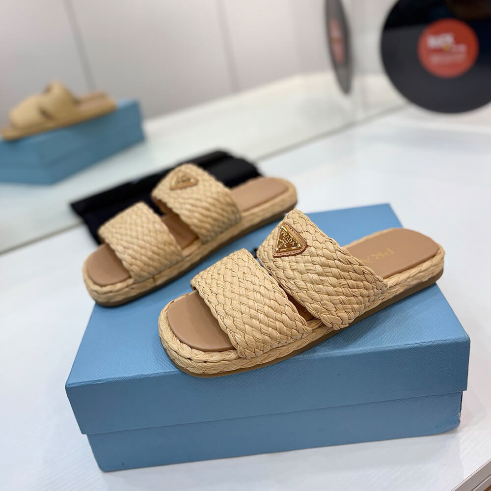 Prada Raffia slides