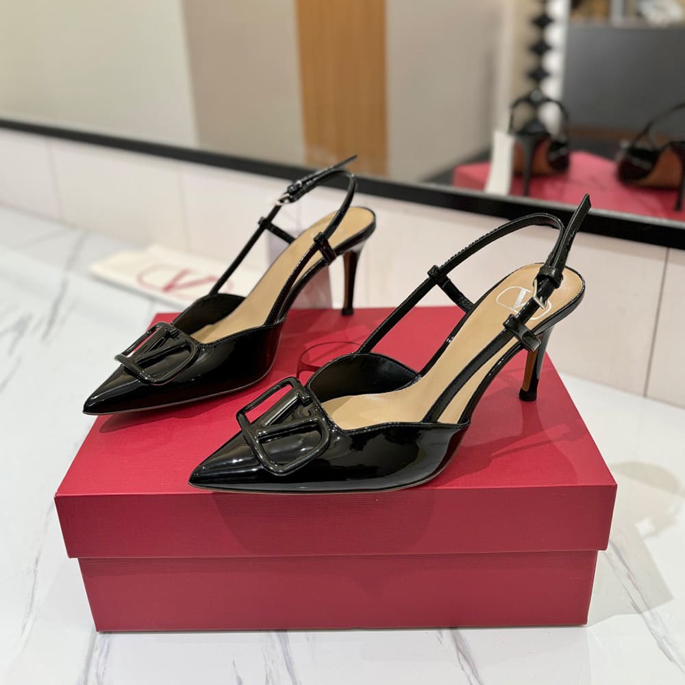 VALENTINO VLOGO SIGNATURE patent leather lace-up high heels (heel height 8 cm)