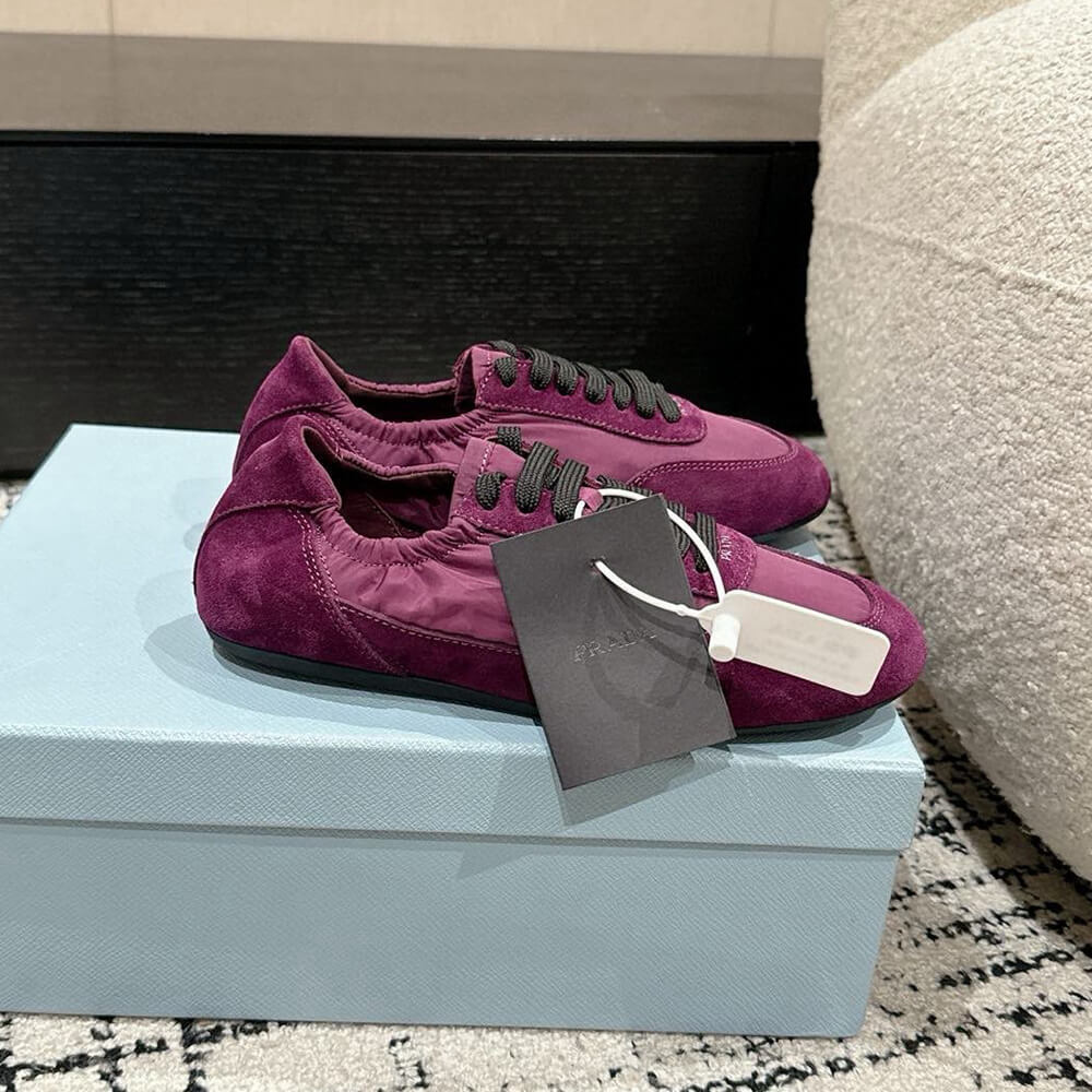 PRADA Collapse Re-Nylon and suede sneakers