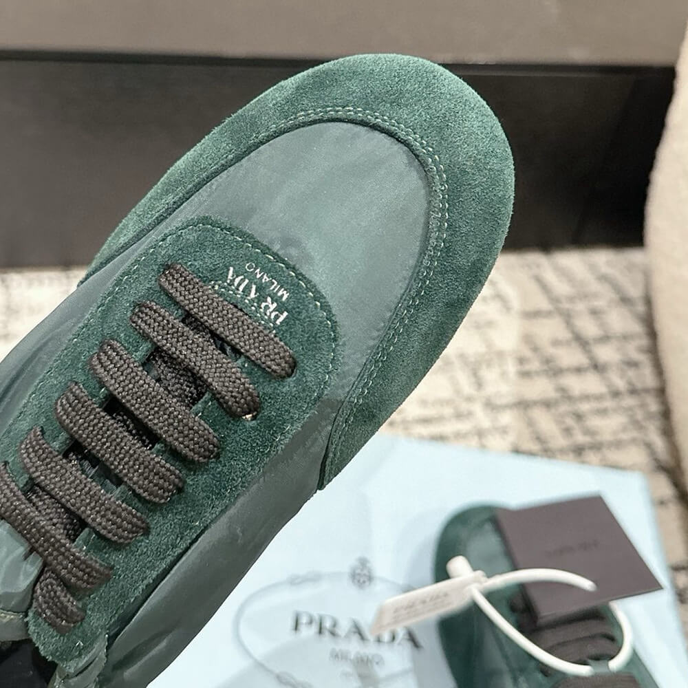 PRADA Collapse Re-Nylon and suede elasticized sneakers