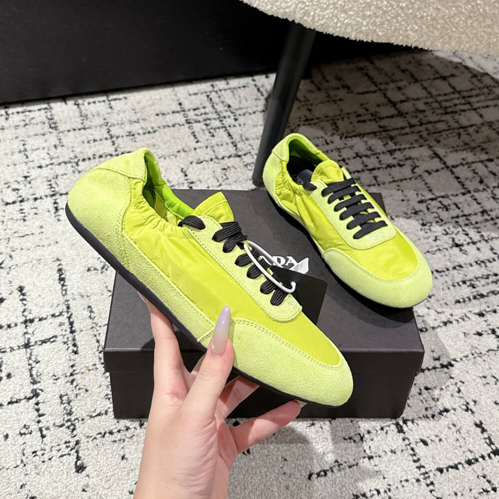 PRADA Collapse Re-Nylon and suede elasticized sneakers