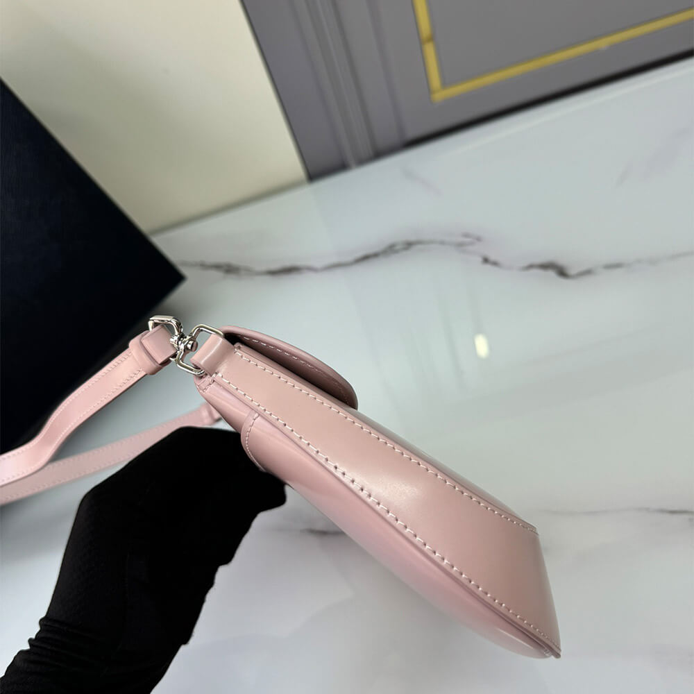 Small Prada Cleo brushed leather shoulder bag with flap