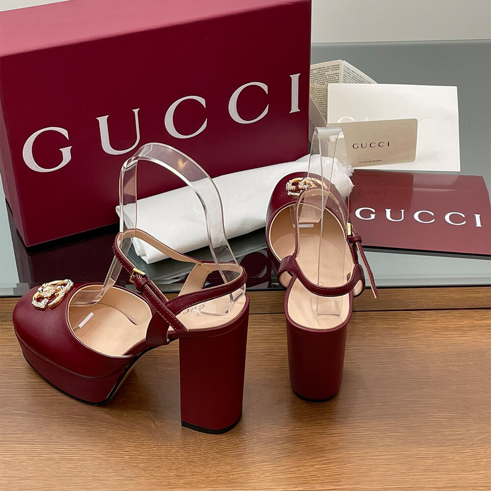 GUCCI Women s platform pump with crystal Double G
