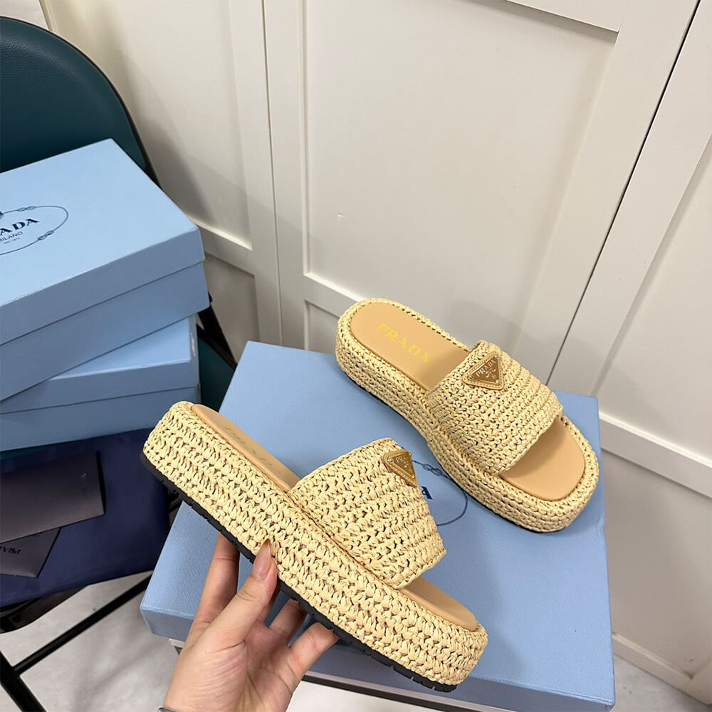 PRADA Crochet flatform slides