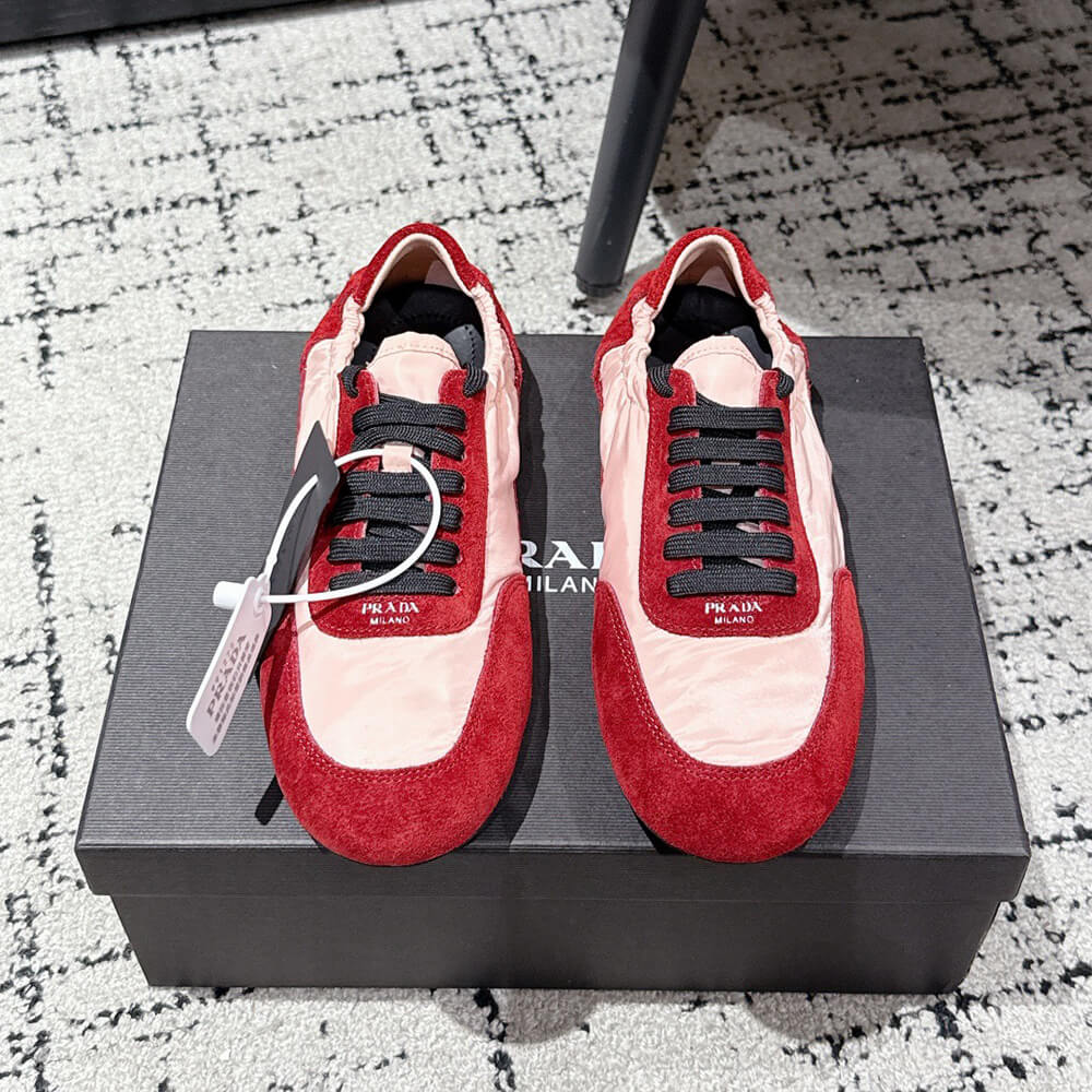 PRADA Collapse Re-Nylon and suede elasticized sneakers