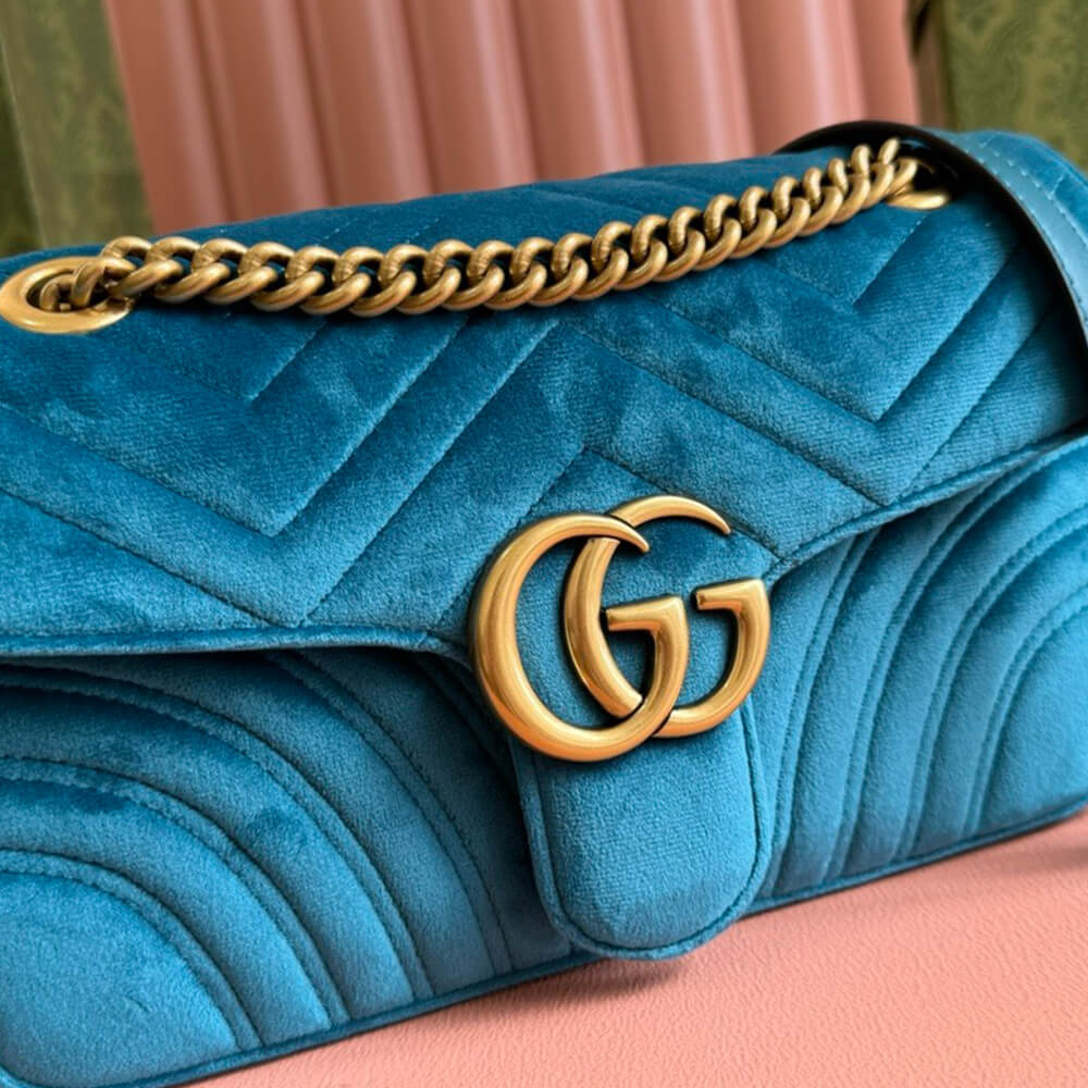 GG Velvet Small Marmont shoulder bag