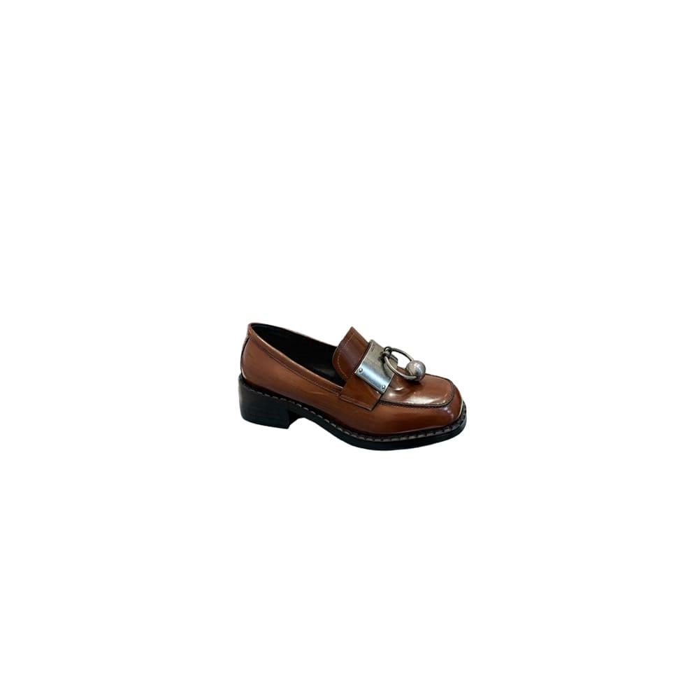 PRADA Brushed leather loafers with metal details
