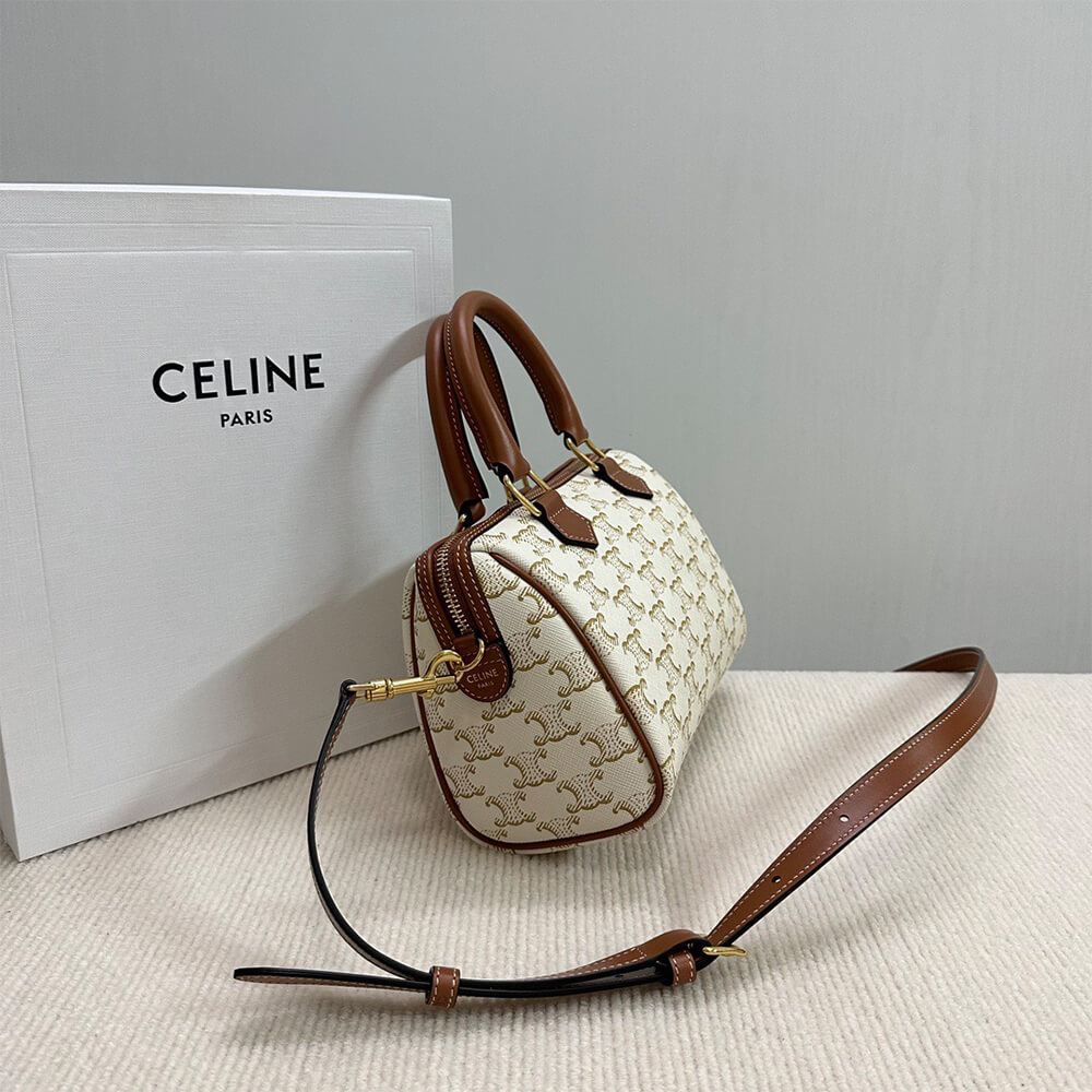 CELINE Small Boston IN Triomphe Canvas and calfskin
