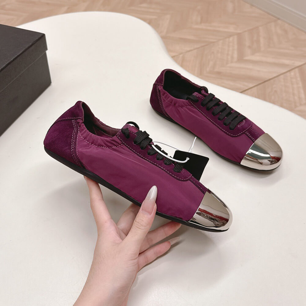 PRADA Collapse Re-Nylon and suede sneakers with metal toecap