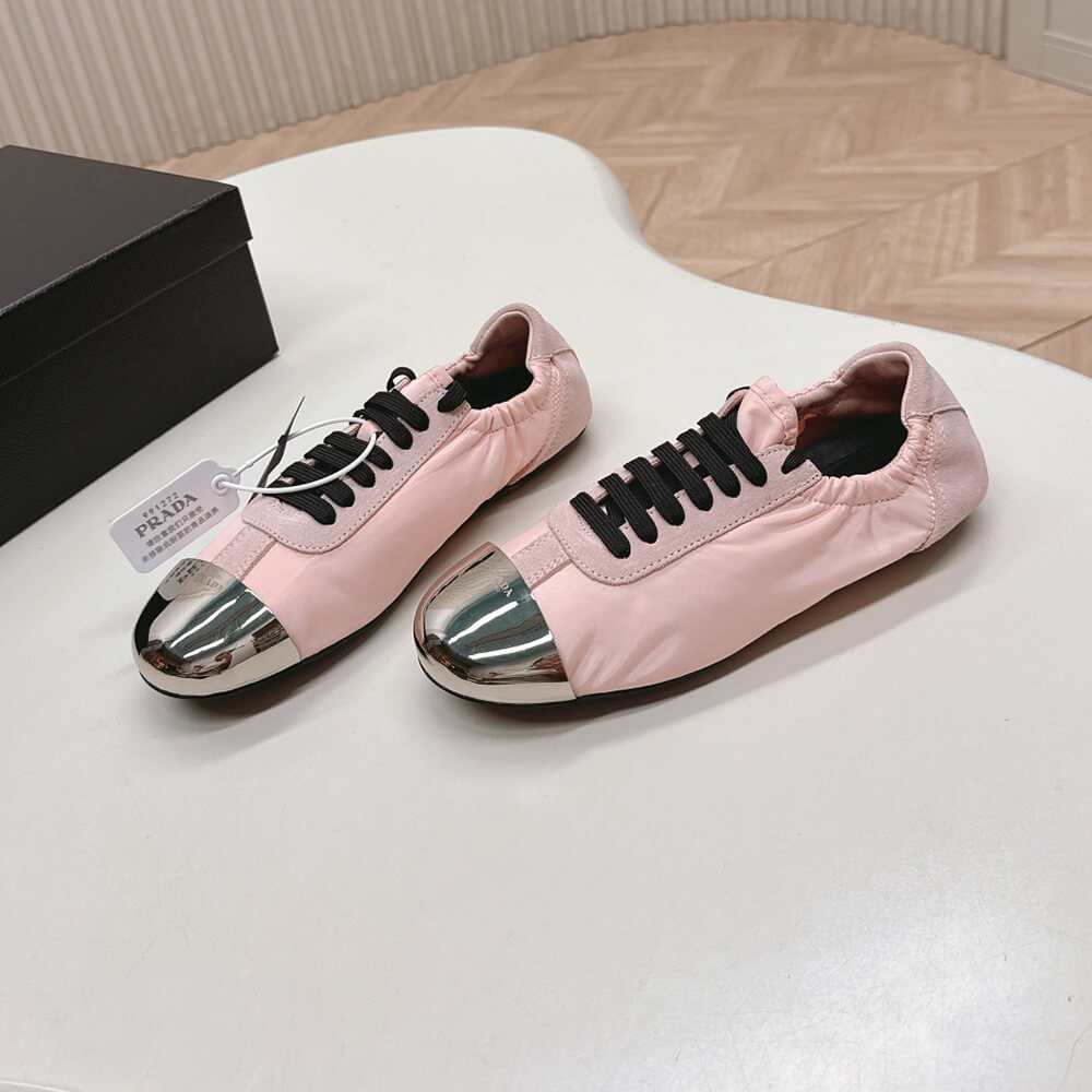 PRADA Collapse Re-Nylon and suede sneakers with metal toecap