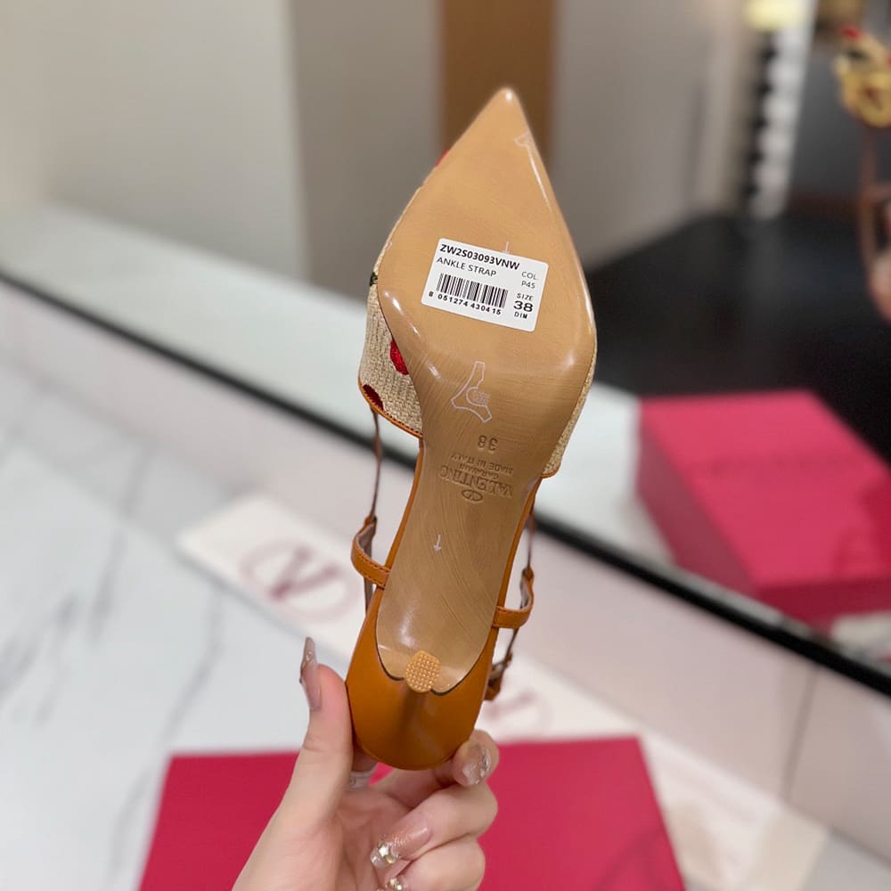 VALENTINO VLOGO SIGNATURE cherry pattern jacquard lace-up high heels (heel height 5cm|8cm)