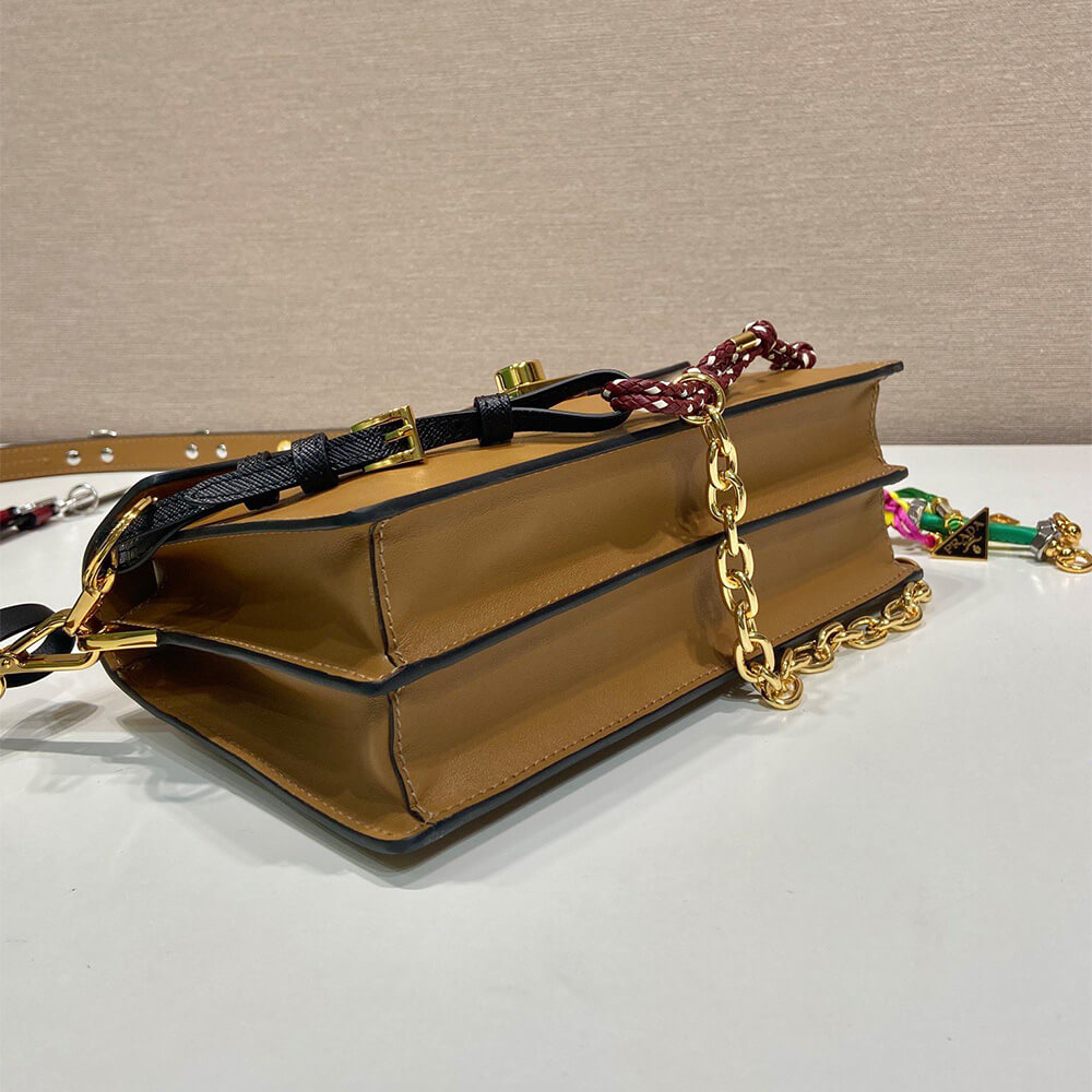 Prada Soft Sound small leather shoulder bag with charms(high-end grade)