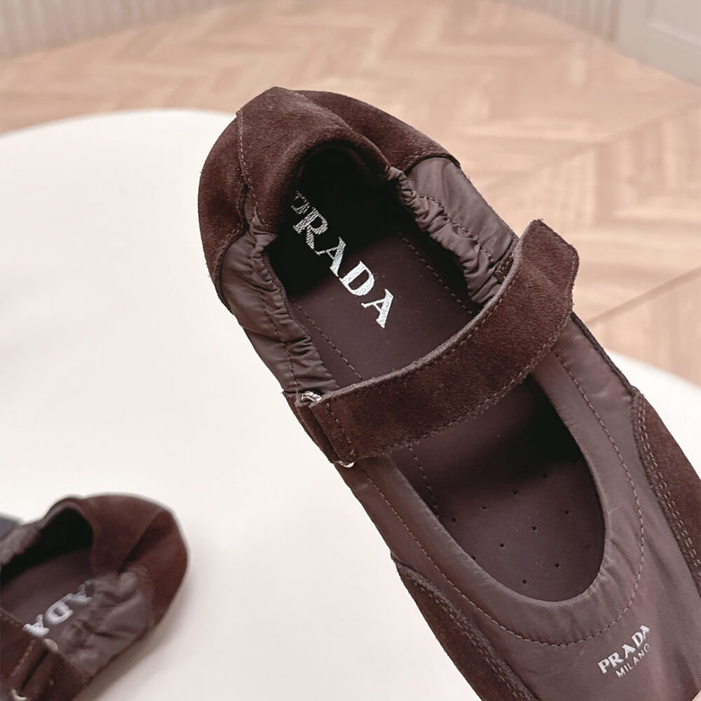 PRADA Re-Nylon and suede ballet flats