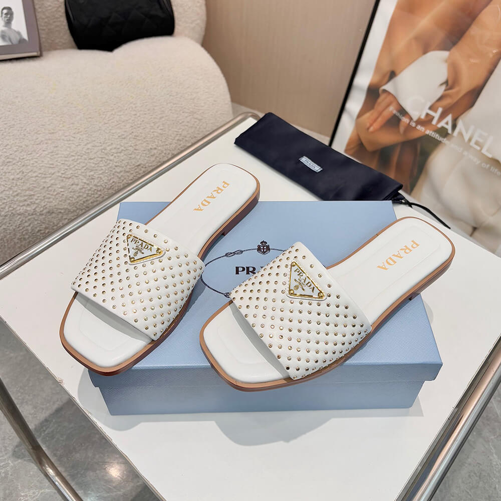 Prada Nappa leather slides with studs