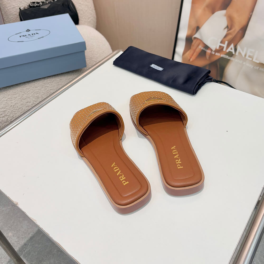 Prada Nappa leather slides with studs